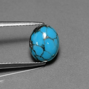 Turquoise bleue naturelle coupe ovale, 1,79 ct, opaque