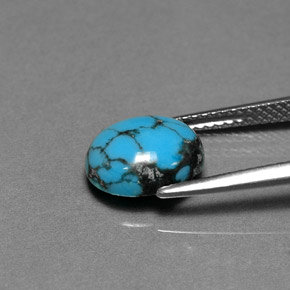 Turquoise bleue naturelle coupe ovale, 1,79 ct, opaque