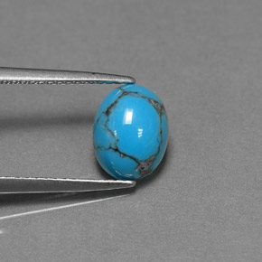 Turquoise bleue naturelle coupe ovale, 1,25 ct, opaque