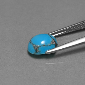 Turquoise bleue naturelle coupe ovale, 1,25 ct, opaque