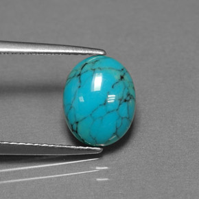 Turquoise bleue naturelle coupe ovale, 1,93 ct, opaque