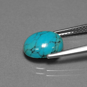 Turquoise bleue naturelle coupe ovale, 1,93 ct, opaque