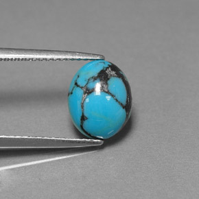 Turquoise bleue naturelle coupe ovale, 1,44 ct, opaque