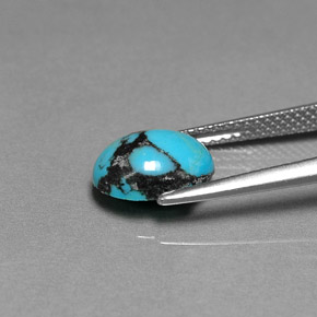 Turquoise bleue naturelle coupe ovale, 1,44 ct, opaque