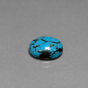 Turquoise bleue naturelle coupe ovale, 1,55 ct, opaque