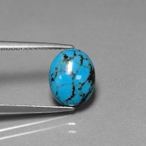 Turquoise bleue naturelle coupe ovale, 1,55 ct, opaque