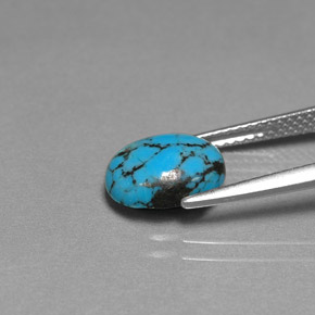 Turquoise bleue naturelle coupe ovale, 1,55 ct, opaque