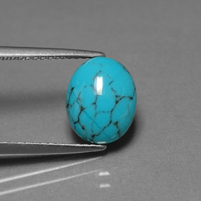 Turquoise bleue naturelle coupe ovale, 1,70 ct, opaque