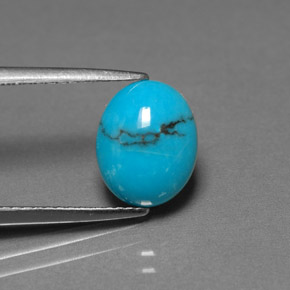 Turquoise bleue naturelle coupe ovale, 1,91 ct, opaque