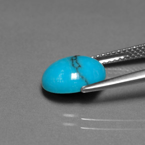 Turquoise bleue naturelle coupe ovale, 1,91 ct, opaque