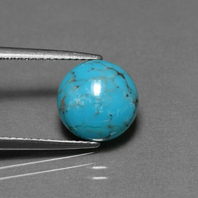Turquoise bleue naturelle coupe roude, 2,58 ct, opaque