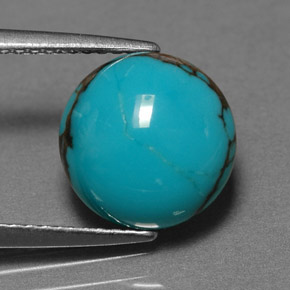 Turquoise bleue naturelle coupe roude, 3,06 ct, opaque