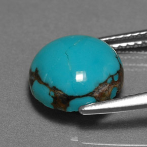 Turquoise bleue naturelle coupe roude, 3,06 ct, opaque