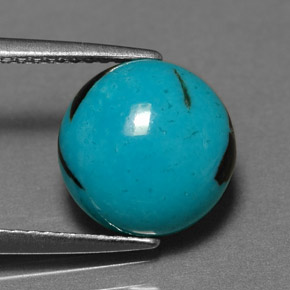 Turquoise Bleu naturelle Coupe roude, 3.10 ct, Opaque