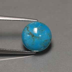 Turquoise bleue naturelle coupe roude, 2,96 ct, opaque