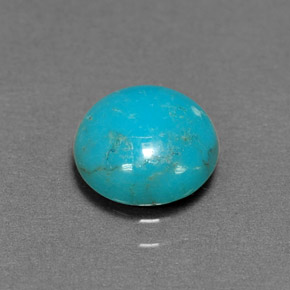 Turquoise bleue naturelle coupe roude, 1,30 ct, opaque