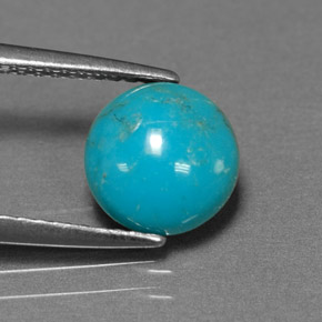 Turquoise bleue naturelle coupe roude, 1,30 ct, opaque