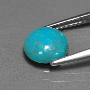 Turquoise bleue naturelle coupe roude, 1,30 ct, opaque