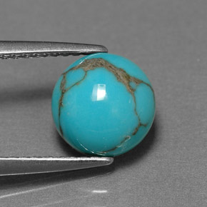 Turquoise Bleu naturelle Coupe roude, 1.39 ct, Opaque