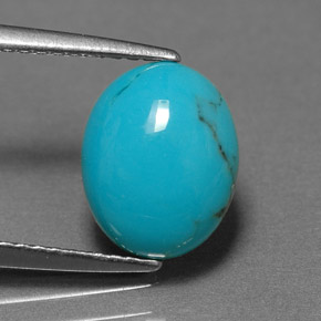 Turquoise bleue naturelle coupe ovale, 1,55 ct, opaque