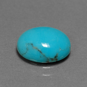 Turquoise bleue naturelle coupe ovale, 1,55 ct, opaque