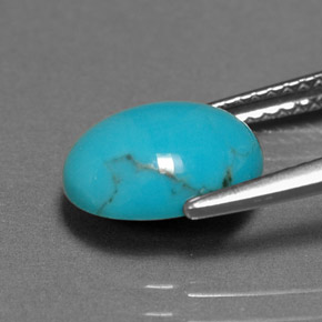Turquoise bleue naturelle coupe ovale, 1,55 ct, opaque