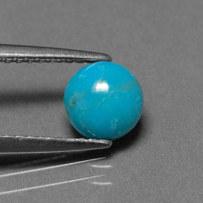 Turquoise bleue naturelle coupe roude, 0,72 ct, opaque