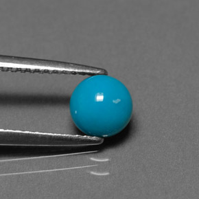 Turquoise bleue naturelle coupe roude, 0,77 ct, opaque