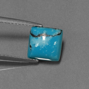 Turquoise bleue naturelle carré, 1,47 ct, opaque