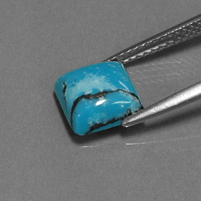 Turquoise bleue naturelle carré, 1,47 ct, opaque