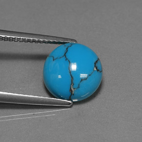 Turquoise bleue naturelle coupe roude, 2,22 ct, opaque