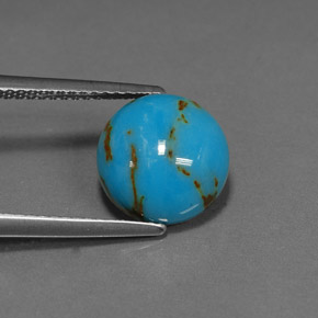 Turquoise bleue naturelle coupe roude, 3,09 ct, opaque