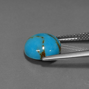 Turquoise bleue naturelle coupe roude, 3,09 ct, opaque