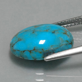 Turquoise Bleu naturelle Coupe ovale, 4.18 ct, Opaque