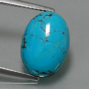 Turquoise bleue naturelle coupe ovale, 3,84 ct, opaque