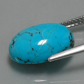 Turquoise bleue naturelle coupe ovale, 3,84 ct, opaque