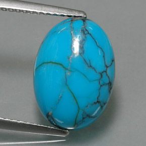 Turquoise bleue naturelle coupe ovale, 4,52 ct, opaque