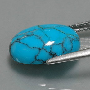 Turquoise bleue naturelle coupe ovale, 4,52 ct, opaque