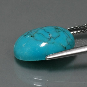 Turquoise bleue naturelle coupe ovale, 4,12 ct, opaque