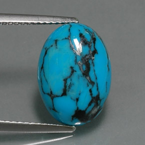 Turquoise Bleu naturelle Coupe ovale, 4.06 ct, Opaque