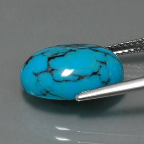 Turquoise Bleu naturelle Coupe ovale, 4.06 ct, Opaque