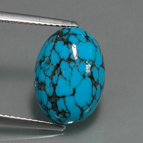 Turquoise bleue naturelle coupe ovale, 4,09 ct, opaque