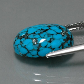 Turquoise bleue naturelle coupe ovale, 4,09 ct, opaque