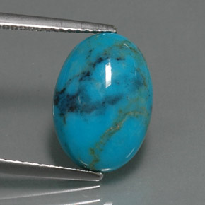 Turquoise bleue naturelle coupe ovale, 3,78 ct, opaque