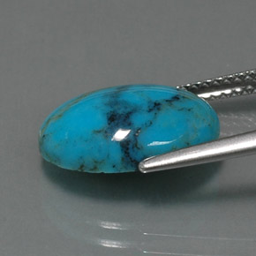 Turquoise bleue naturelle coupe ovale, 3,78 ct, opaque