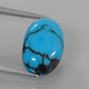 Turquoise bleue naturelle coupe ovale, 4,20 ct, opaque
