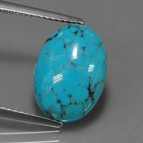 Turquoise bleue naturelle coupe ovale, 3,40 ct, opaque