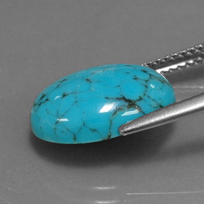 Turquoise bleue naturelle coupe ovale, 3,40 ct, opaque