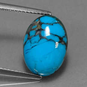 Turquoise bleue naturelle coupe ovale, 4,08 ct, opaque