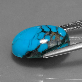 Turquoise bleue naturelle coupe ovale, 4,08 ct, opaque